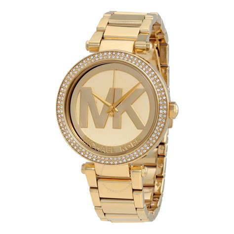 michael kors parker champagne dial gold tone watch mk5784|MICHAEL KORS Women's Parker Logo Gold.